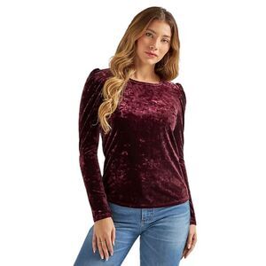 Wrangler Retro Women Top Velvet Crushed “Velour” Red Size M NWT